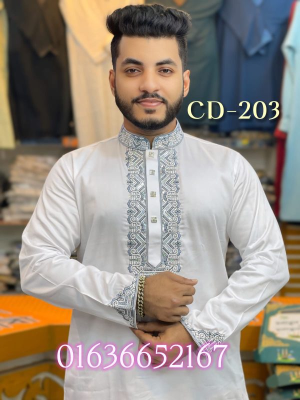 প্রিমিয়াম শাটন কটন সিকোয়েন্স এমব্রয়ডারি পাঞ্জাবি [ Code-203 ] - Image 1